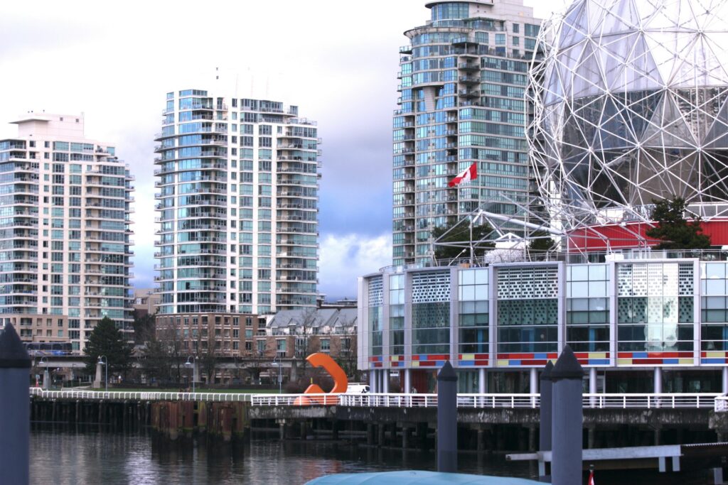 science world in vancouver set against a backdrop of the city for team building in vancouver